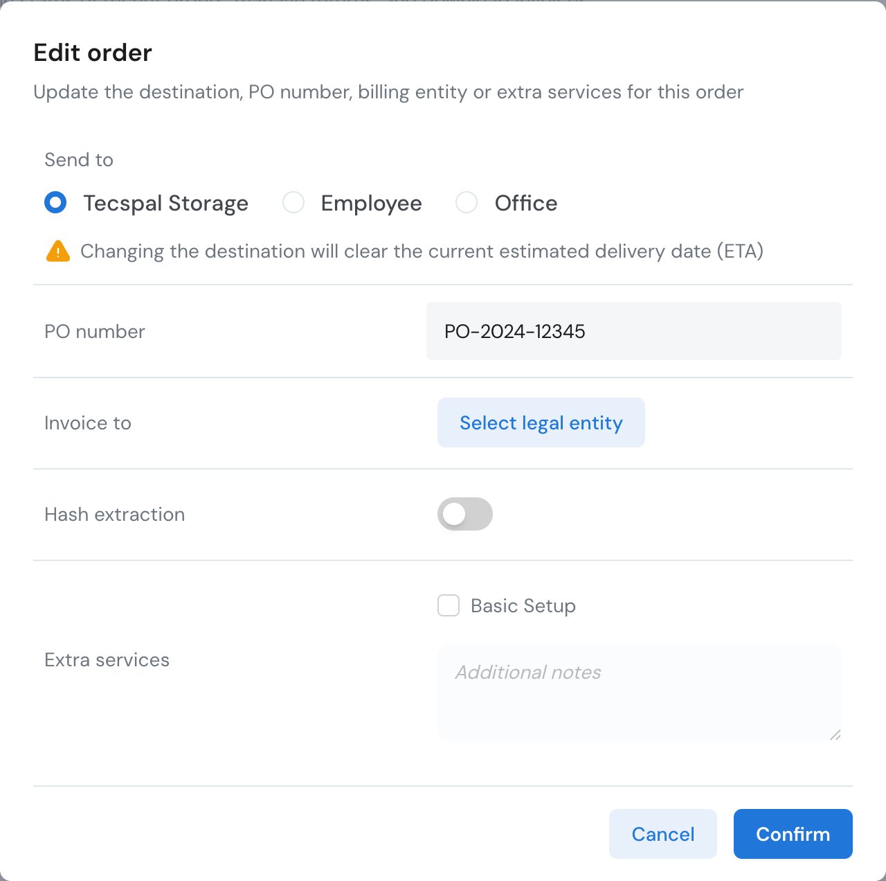 edit order