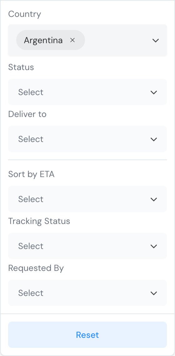 orders filters