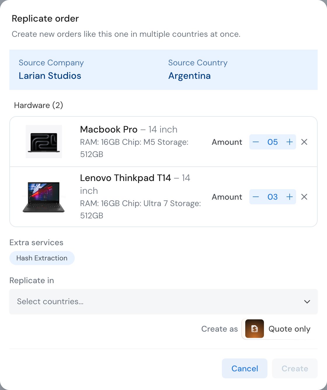 replicate order